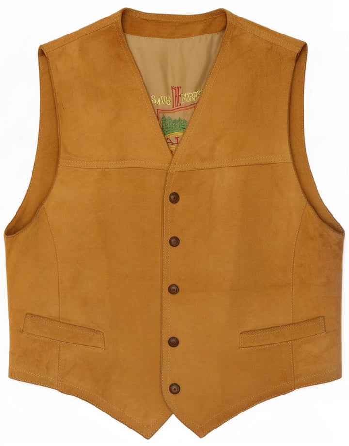 Save The Forest Мужской замшевый жилет IT 48 Medium Beige Leather