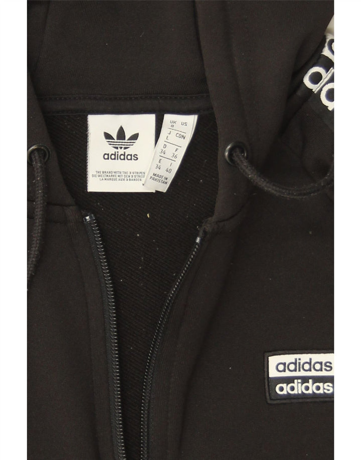 Женский свитер с капюшоном Adidas на молнии с графическим рисунком UK 8, маленький черный полиэстер
