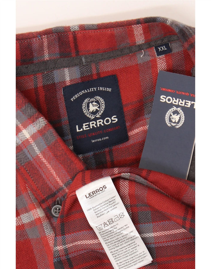 LERROS Mens Flannel Shirt 2XL Red Check Cotton