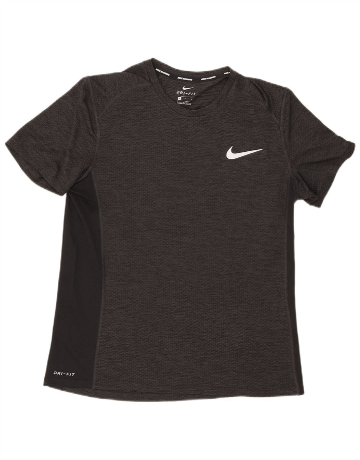 Мужская футболка Nike Dri Fit Верх среднего размера, хаки, полиэстер с цветными блоками