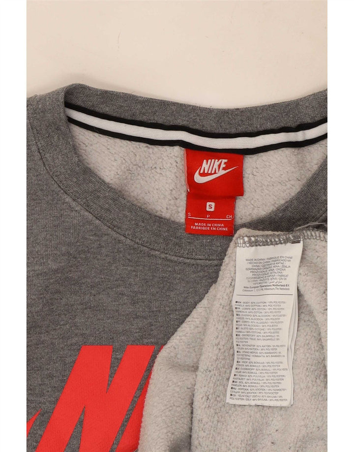 Мужской свитшот с рисунком Nike, маленький серый хлопковый джемпер с цветными блоками