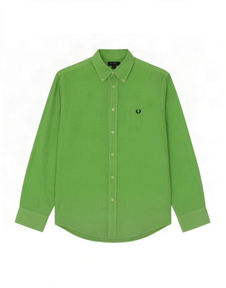 Мужская рубашка Fred Perry, большая зеленая льняная