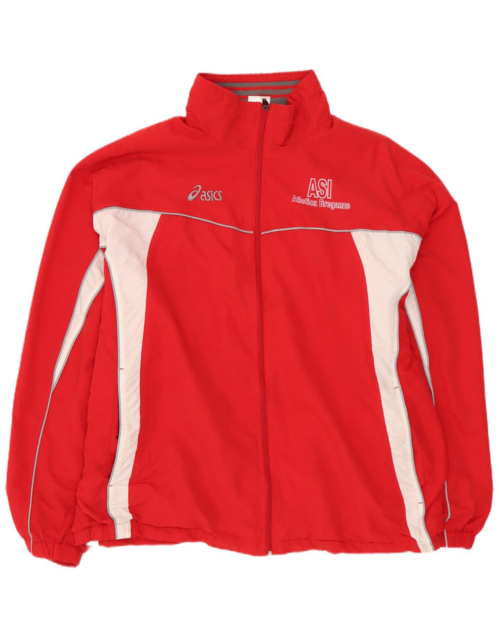 Мужской спортивный костюм ASICS с графическим рисунком, верхняя куртка 2XL, красный полиэстер с цветными блоками
