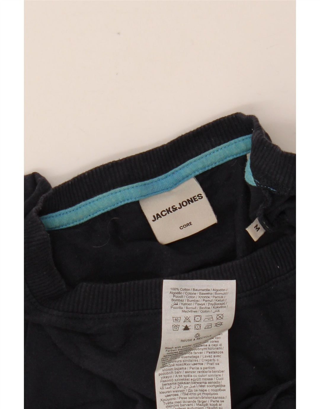 Мужская футболка с рисунком JACK & JONES, топ среднего размера, темно-синий, хлопок