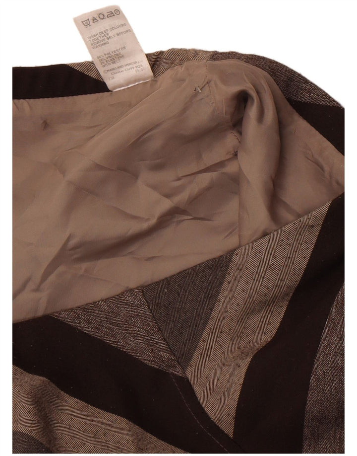 Женская юбка-миди Marks & Spencer UK 16, большая W34, полиэстер в коричневую полоску