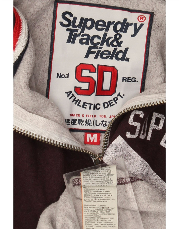 Мужской свитер с капюшоном на молнии с графическим рисунком Superdry, средний бордовый хлопок, хлопок