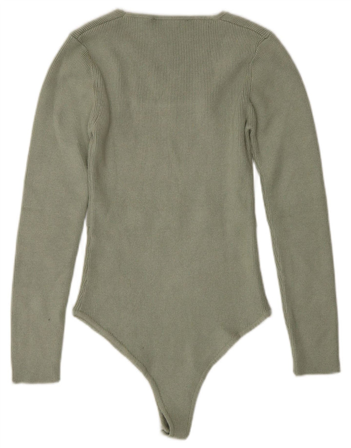 Женское боди с длинными рукавами Zara UK 8, маленький цвет хаки, вискоза