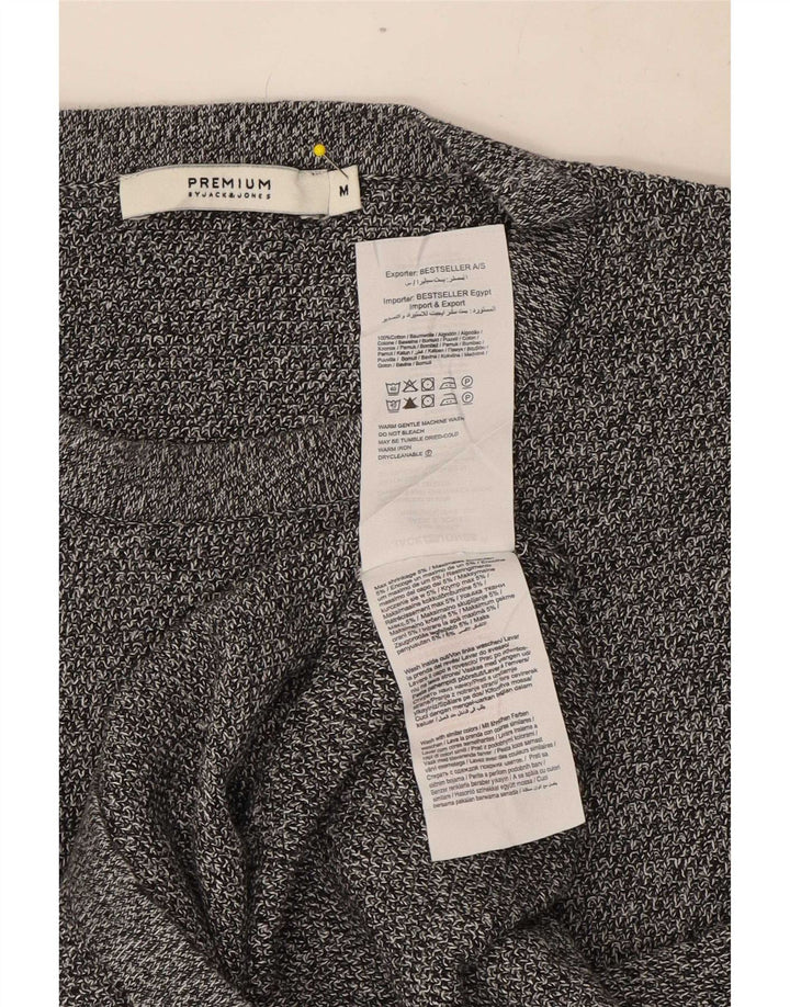Мужской джемпер с круглым вырезом Jack & Jones, хлопковый свитер среднего серого цвета с крапинками