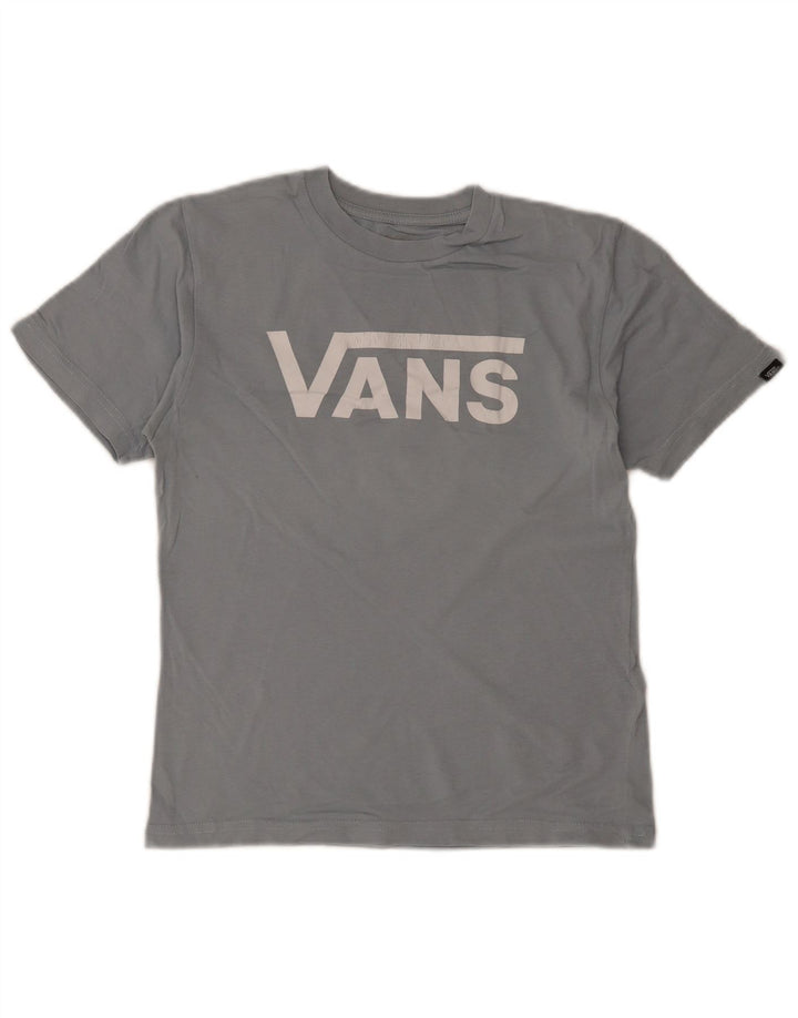 Футболка классического кроя с рисунком для мальчиков VANS, топ 10–11 лет, средний синий цвет