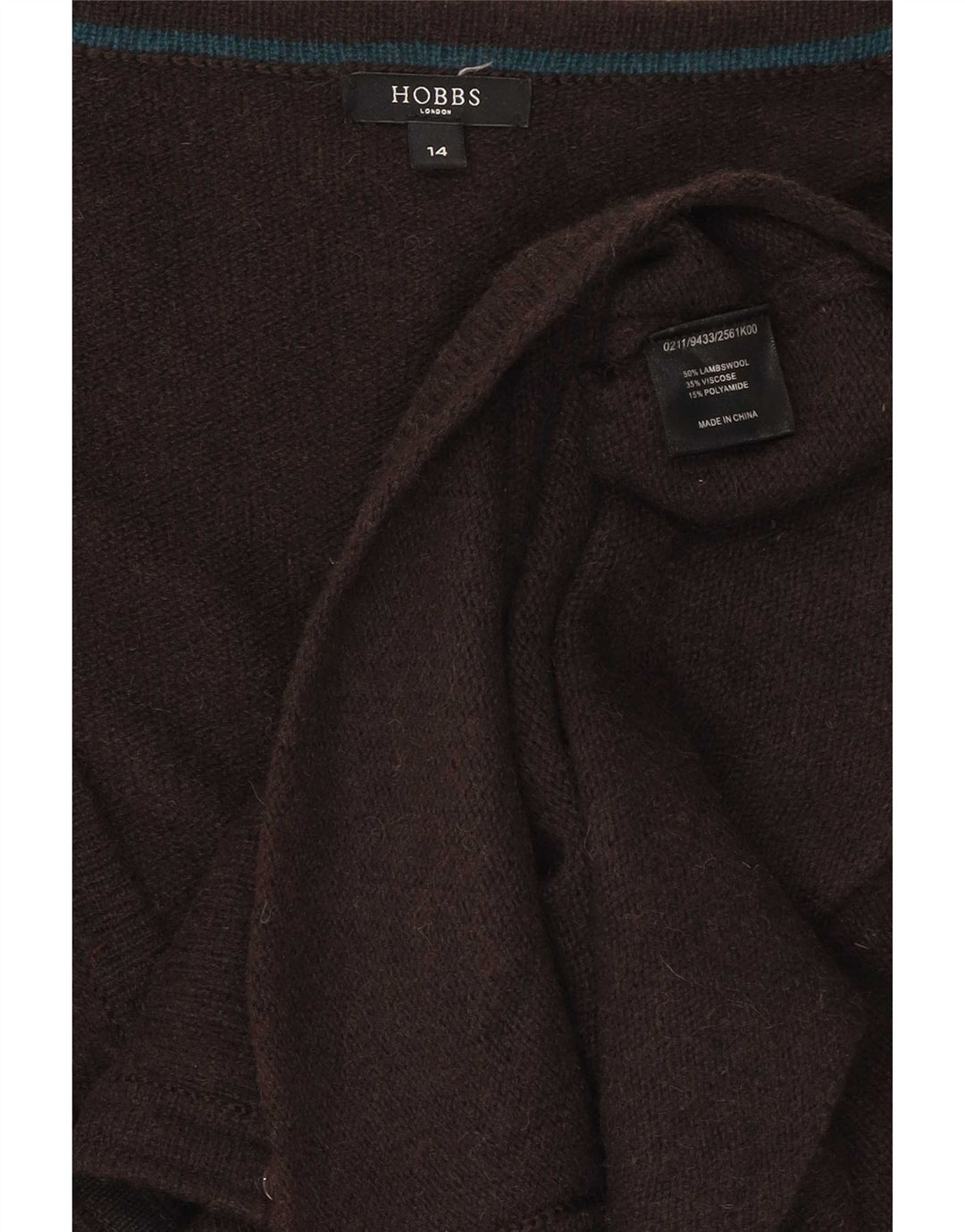 Женский кардиган Hobbs UK 14, средний коричневый цвет из овечьей шерсти