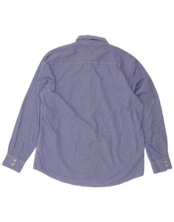 Мужская рубашка стандартного кроя Pierre Cardin 2XL синяя в мелкую клетку из полиэстера