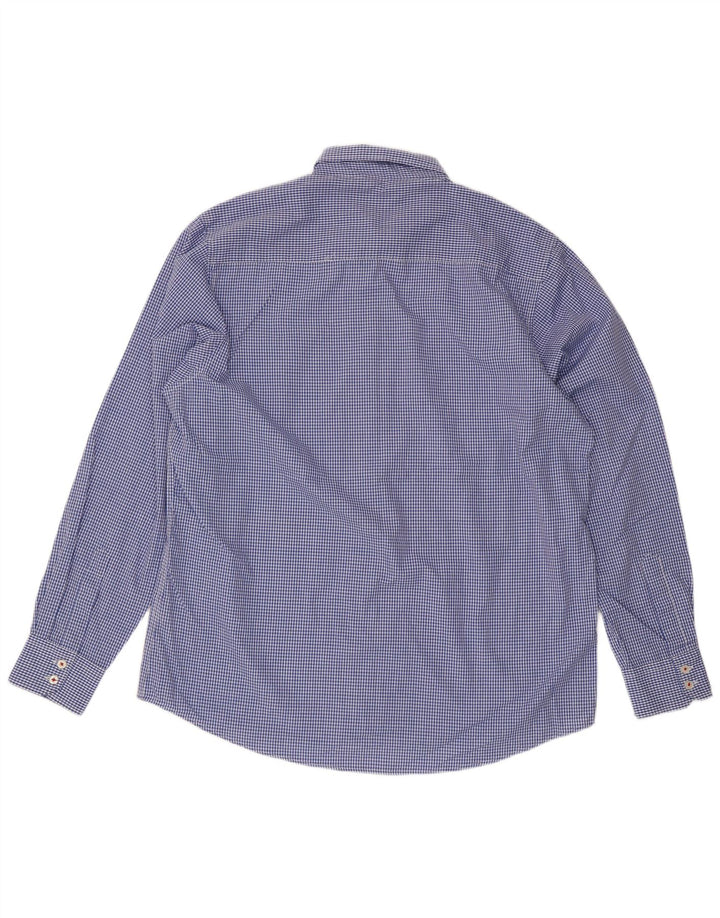Мужская рубашка стандартного кроя Pierre Cardin 2XL синяя в мелкую клетку из полиэстера