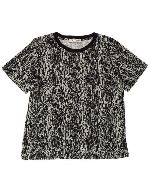 Женская футболка Trussardi Top UK 14, средний черный с животным принтом
