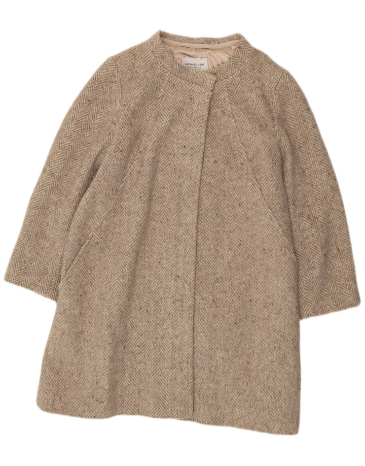 JACQUES VERT Женское пальто UK 20 XL Серое шерстяное с узором «елочка»