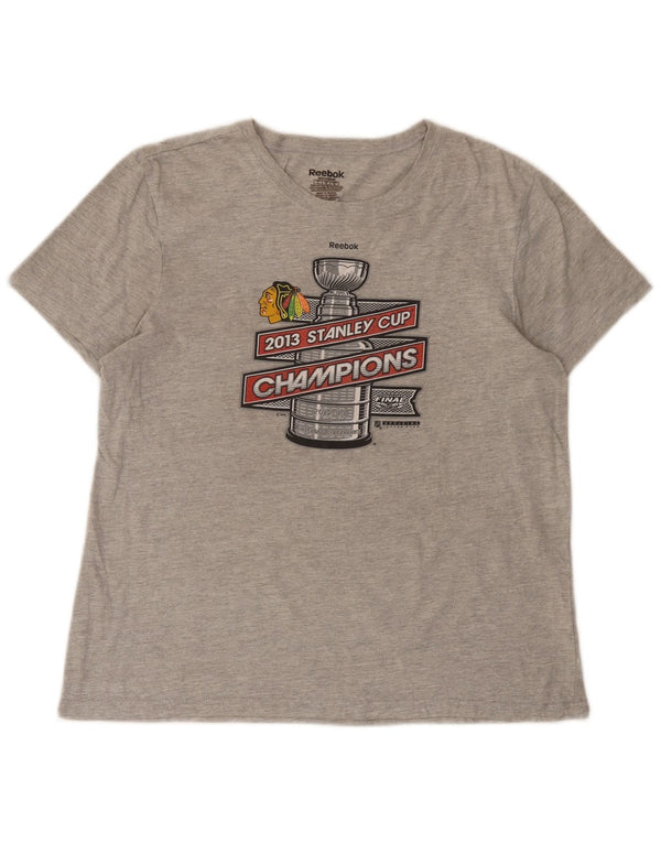 Женская футболка Reebok Chicago Blackhawks с рисунком Top UK 14, большая серая