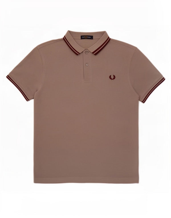 Fred Perry Mens Polo Shirt Large Grey Striped Cotton