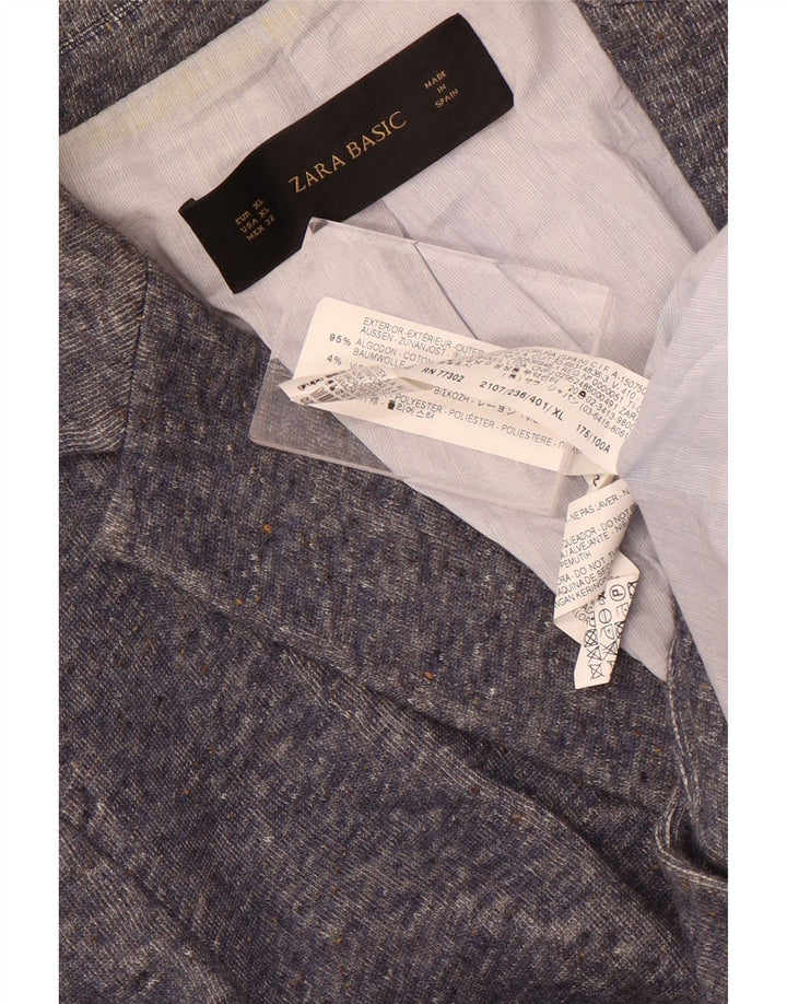 Женский пиджак Zara на 1 пуговице, Великобритания, 18 XL, синий хлопок с крапинками