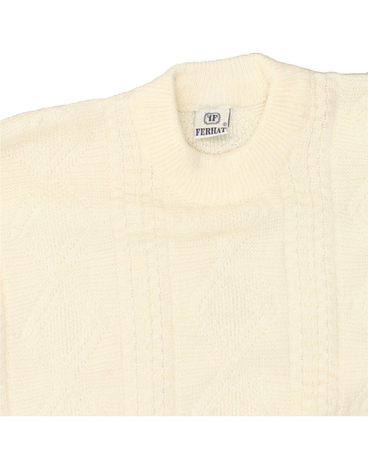 VINTAGE Womens 3/4 Sleeve Crew Neck Jumper Sweater UK 20 2XL White | Vintage Vintage | Thrift | Second-Hand Vintage | Used Clothing | Messina Hembry 