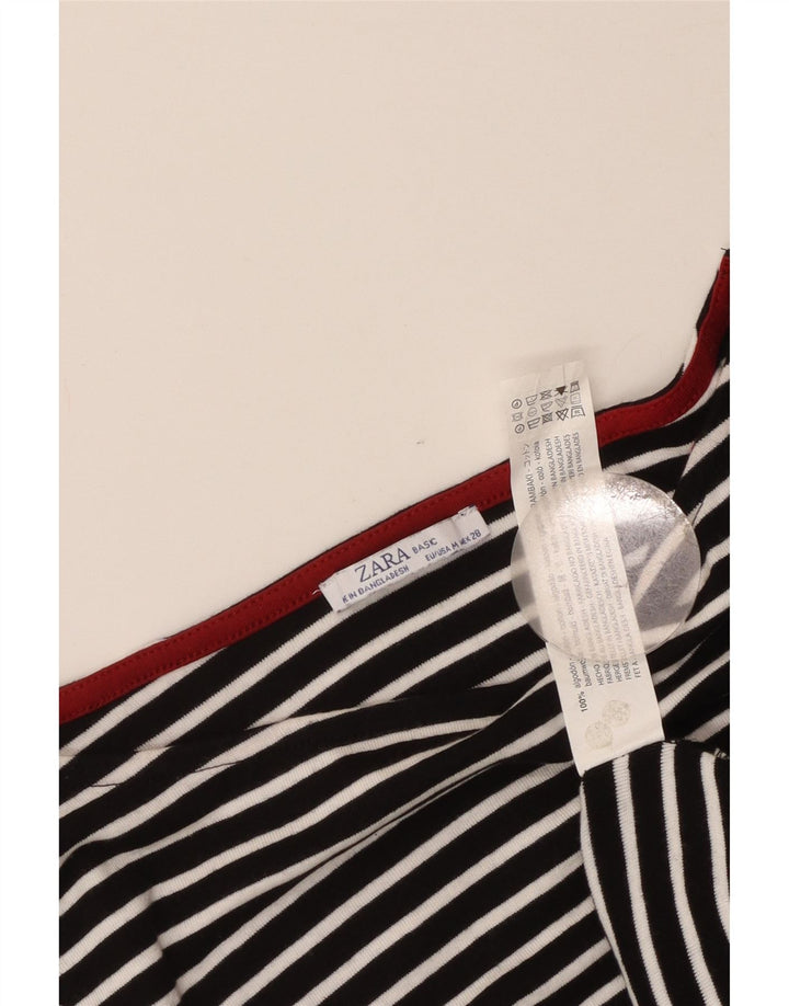 Женский укороченный топ Zara с рукавом 3/4 UK 12, средний черный в морскую полоску