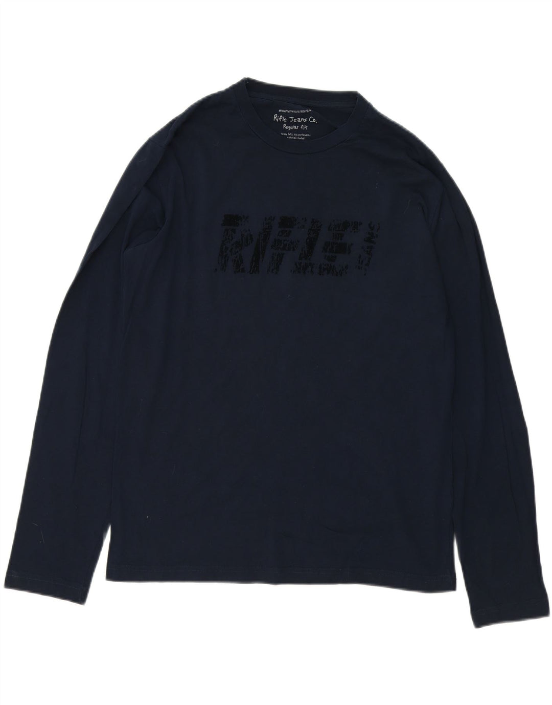 RIFLE Mens Graphic Top Long Sleeve 2XL Navy Blue Cotton Vintage Rifle and Second-Hand Rifle from Messina Hembry 