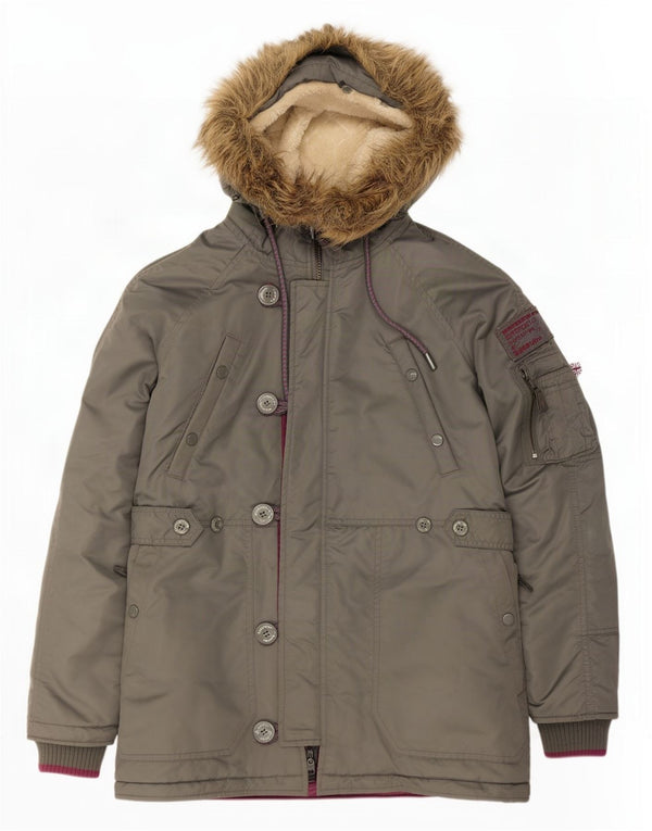 Мужская куртка-парка с капюшоном Superdry UK 38, средний серый нейлон