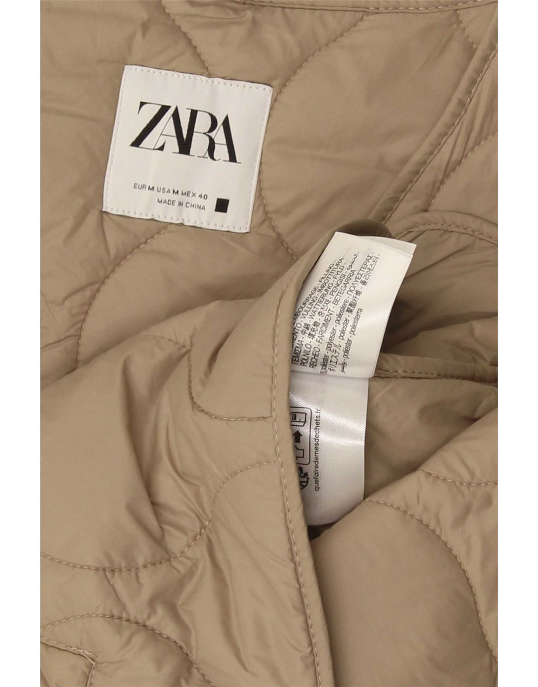 Мужской стеганый жилет Zara UK 38, средний бежевый из полиэстера