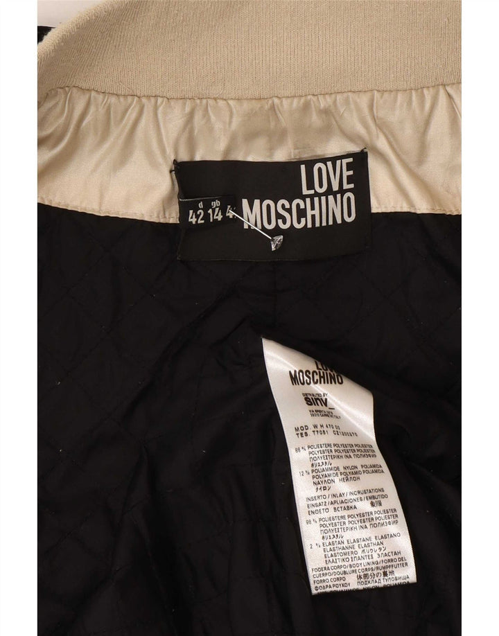 Женский бомбер Moschino UK 14, полиэстер с цветными блоками, большой размер золотистого цвета