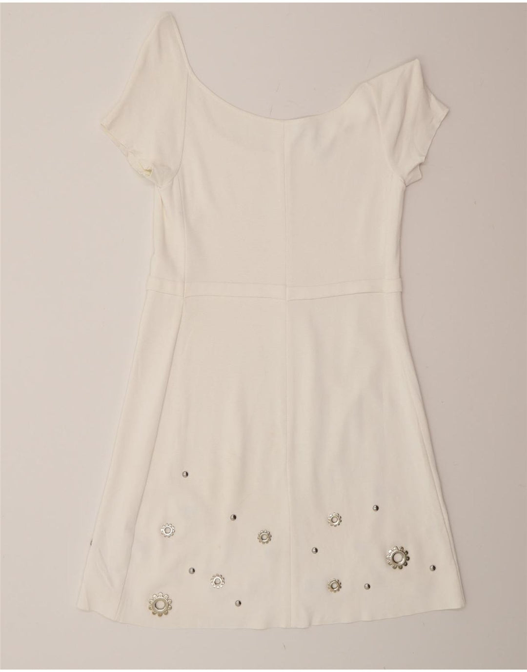 Женское платье с открытыми плечами Blumarine UK 10, маленькое белое вискоза