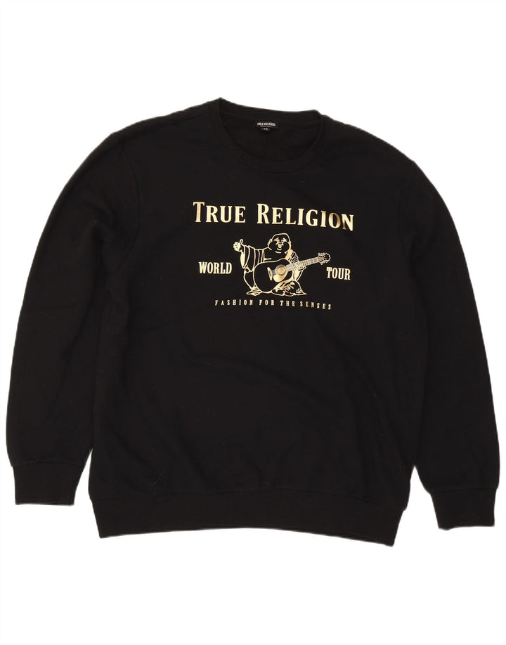 Мужской свитшот с рисунком True Religion, 2XL, черный, хлопок