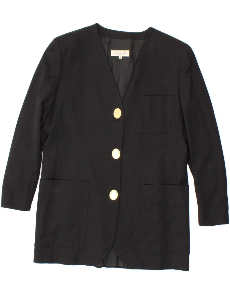 CHRISTIAN DIOR Womens 3 Button Blazer Jacket US 14 XL Black Vintage Christian Dior and Second-Hand Christian Dior from Messina Hembry 