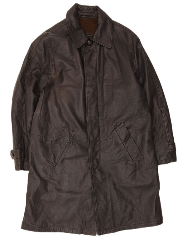 FLORENTIA Mens Leather Coat UK 38 Medium Brown