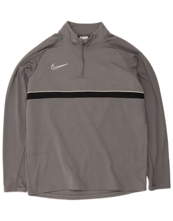 Мужской пуловер с воротником на молнии Nike Dri Fit, большой серый цветной блок