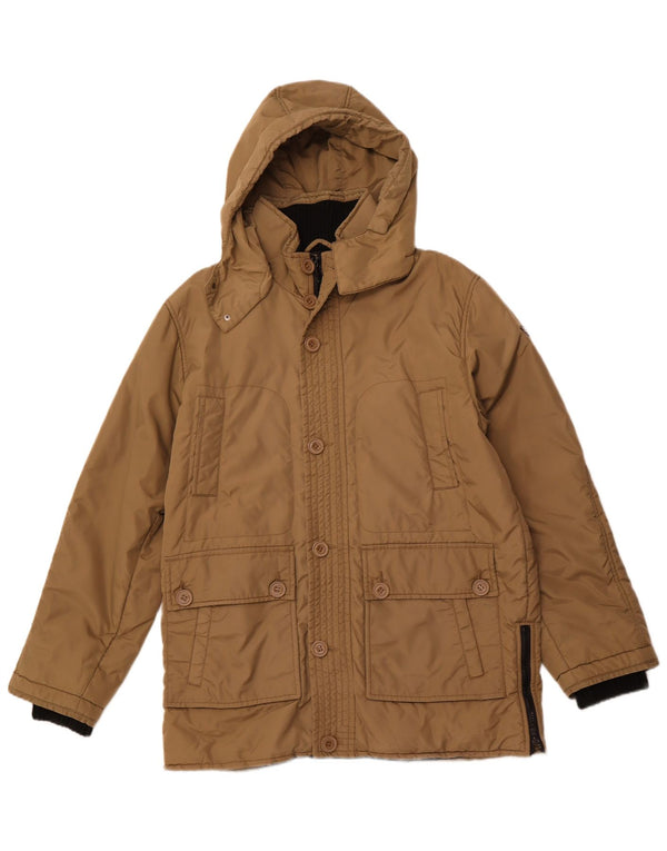 ASTROLABIO Мужская стеганая куртка с капюшоном UK 42 XL Коричневый нейлон