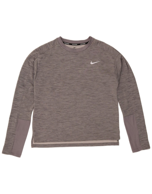 Мужской топ Nike Dri Fit с длинным рукавом, средний серый, в крапинку