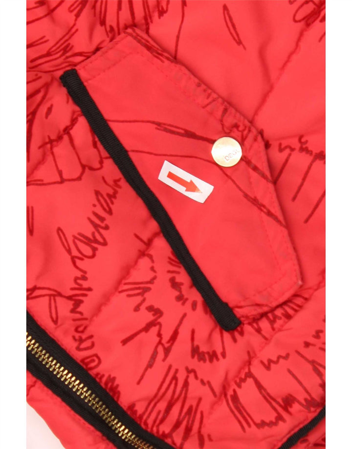Женская утепленная куртка Desigual с капюшоном EU 44 XL, красный полиэстер с цветочным принтом
