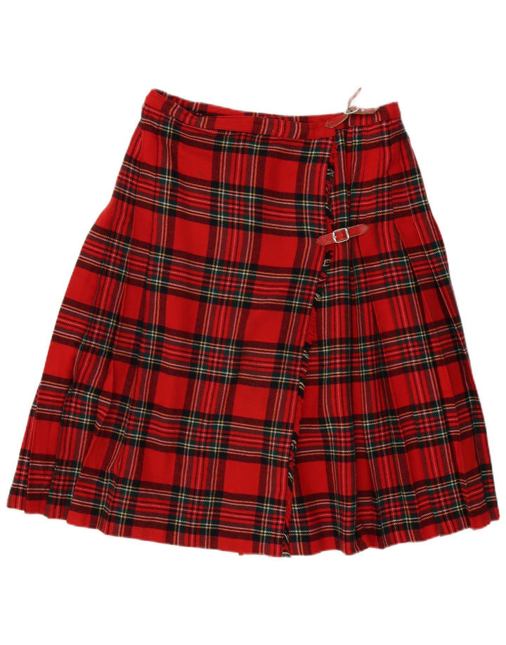 Винтажная женская плиссированная юбка с запахом W32, большая красная клетка