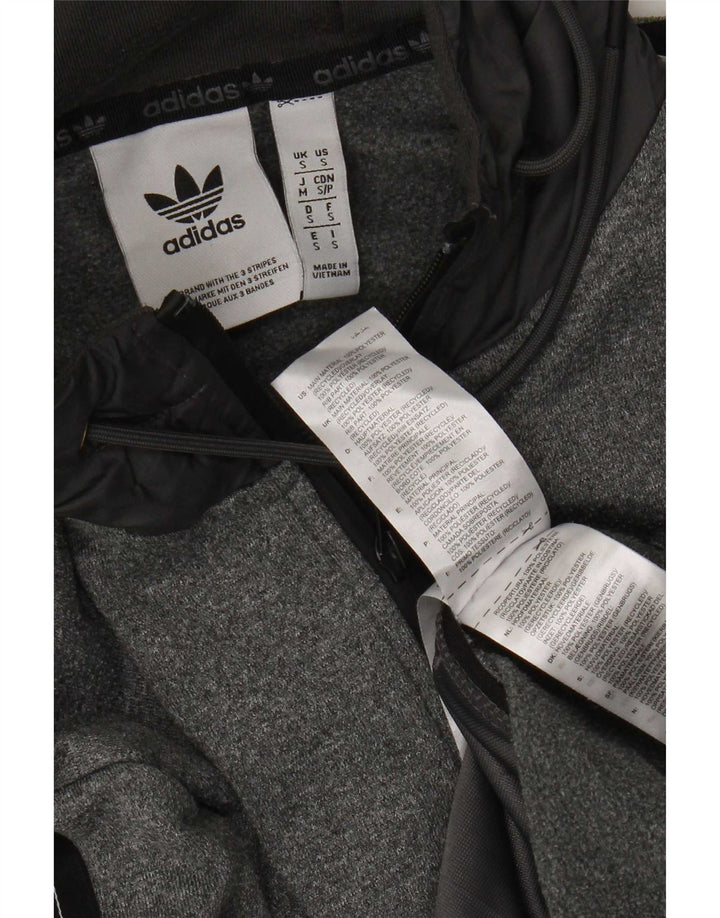 Adidas Мужской свитер с капюшоном на молнии с графическим рисунком, маленький серый полиэстер с цветными блоками