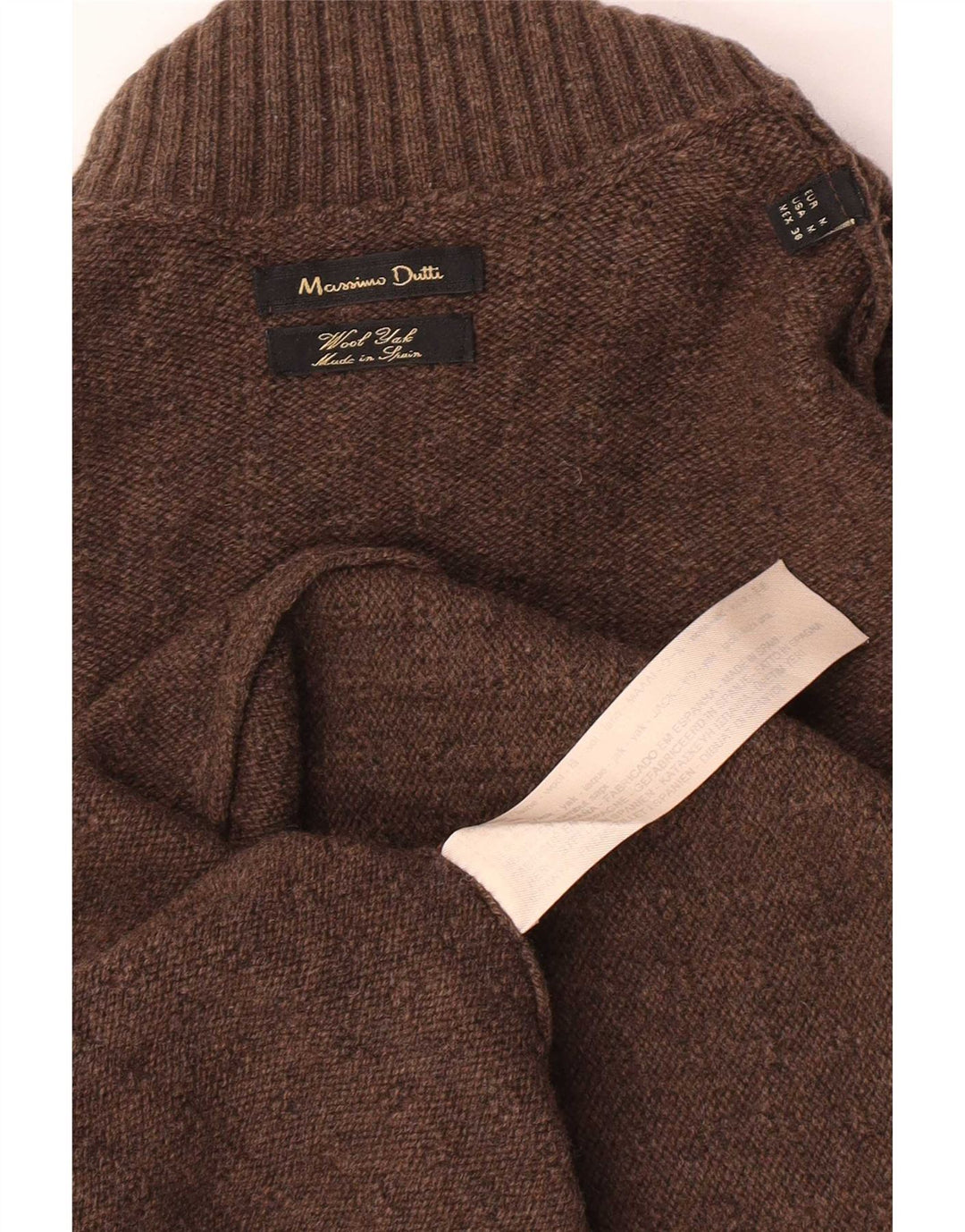 Женский джемпер с высоким воротником Massimo Dutti UK 12, средний коричневый, шерсть