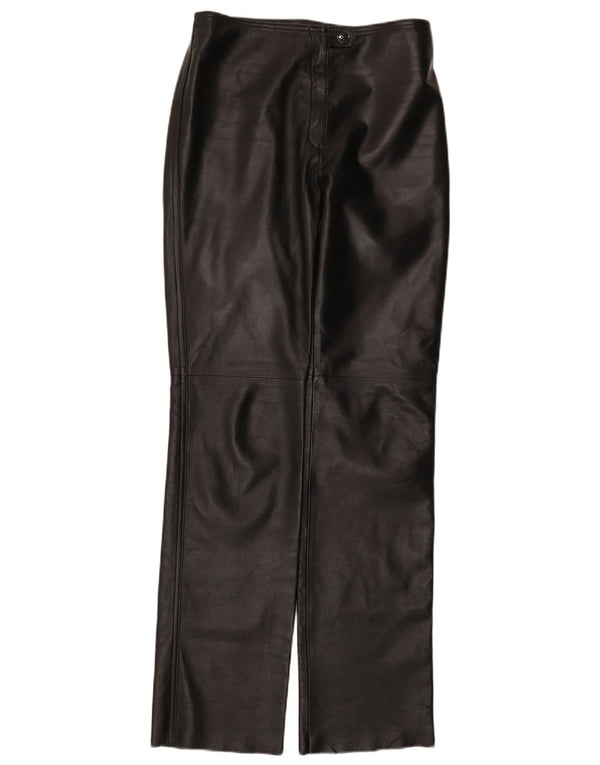 Винтажные женские прямые кожаные брюки IT 44 Medium W28 L33 Черные кожаные