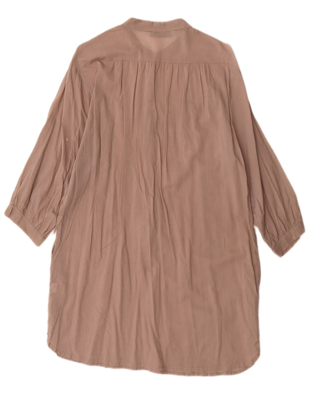 Женское платье прямого кроя с рукавом 3/4 Zara UK 14, хлопок среднего коричневого цвета