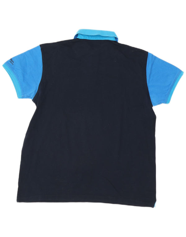Harmont & Blaine Mens Polo Shirt 2XL Navy Blue Colourblock Cotton