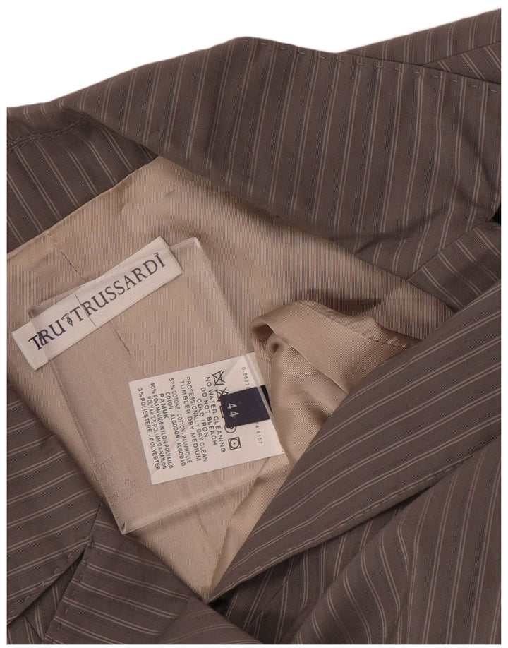 TRUSSARDI Женский пиджак на 2 пуговицах IT 44 Средне-серый хлопок в тонкую полоску