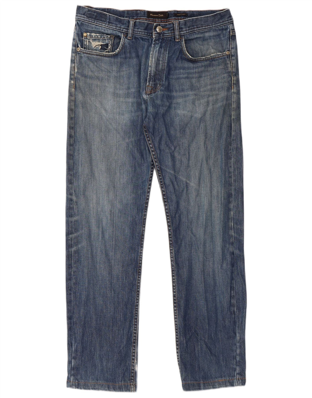 Мужские потертые прямые джинсы Massimo Dutti EU 42, большие W32 L29, синие