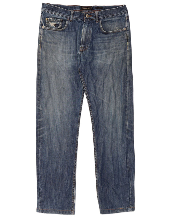Мужские потертые прямые джинсы Massimo Dutti EU 42, большие W32 L29, синие