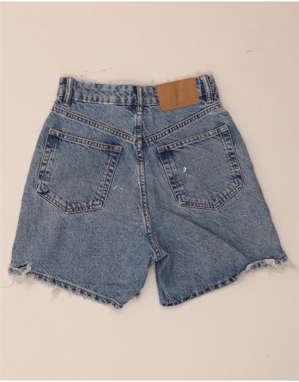 Женские джинсовые шорты Zara с высокой талией EU 34 2XS W24 Синие, хлопок