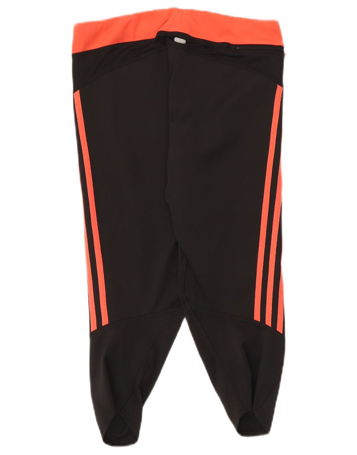 Женские леггинсы-капри Adidas Climalite UK 14, средние черные с цветными блоками