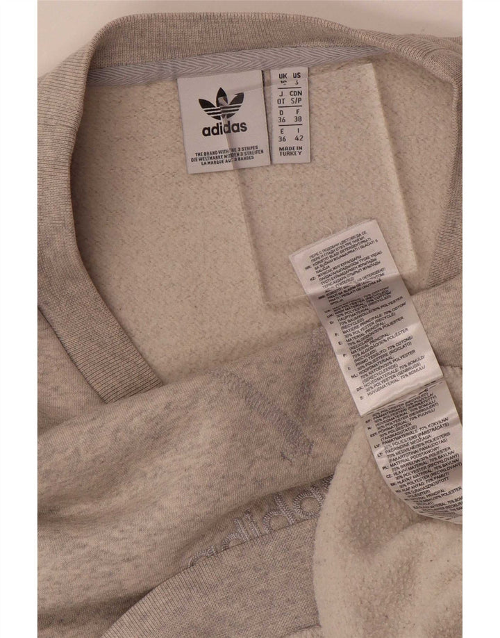 Женский джемпер оверсайз Adidas UK 10, маленький серый хлопок