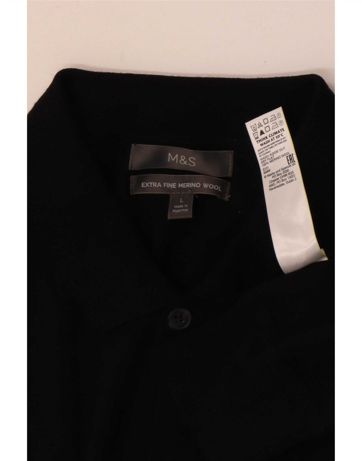 Мужской кардиган Marks & Spencer большой черный из шерсти мериноса