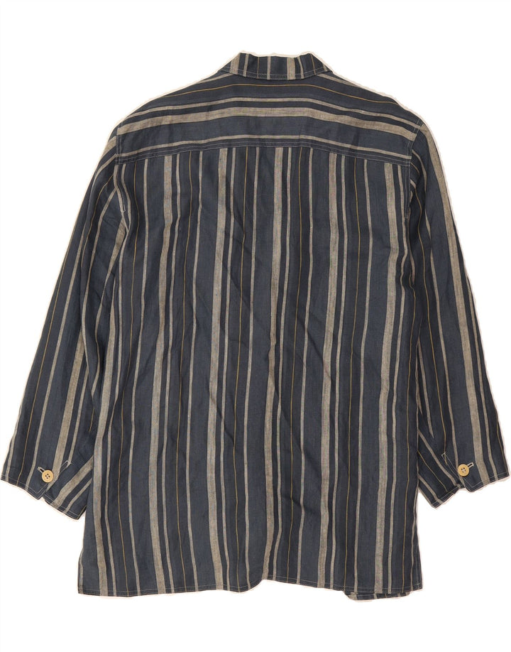 WEEKEND Womens Longline Blazer Jacket UK 12 Medium Navy Blue Striped Vintage Weekend and Second-Hand Weekend from Messina Hembry 