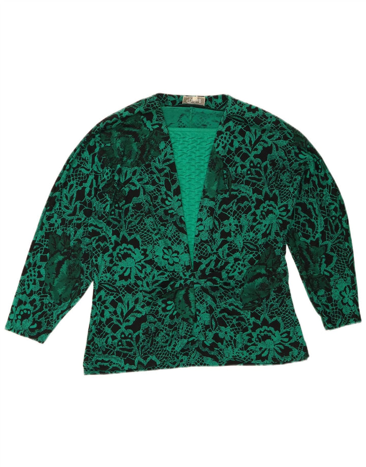 VINTAGE Womens Blazer Jacket UK 14 Medium Green Floral